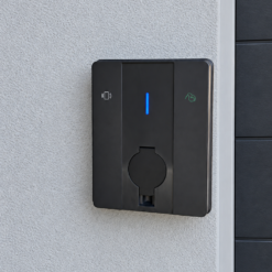 Smart EV wall chagrer mounted beside a garage