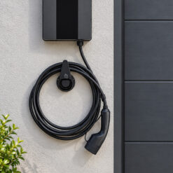 Smart ev charger mounted beside a garage