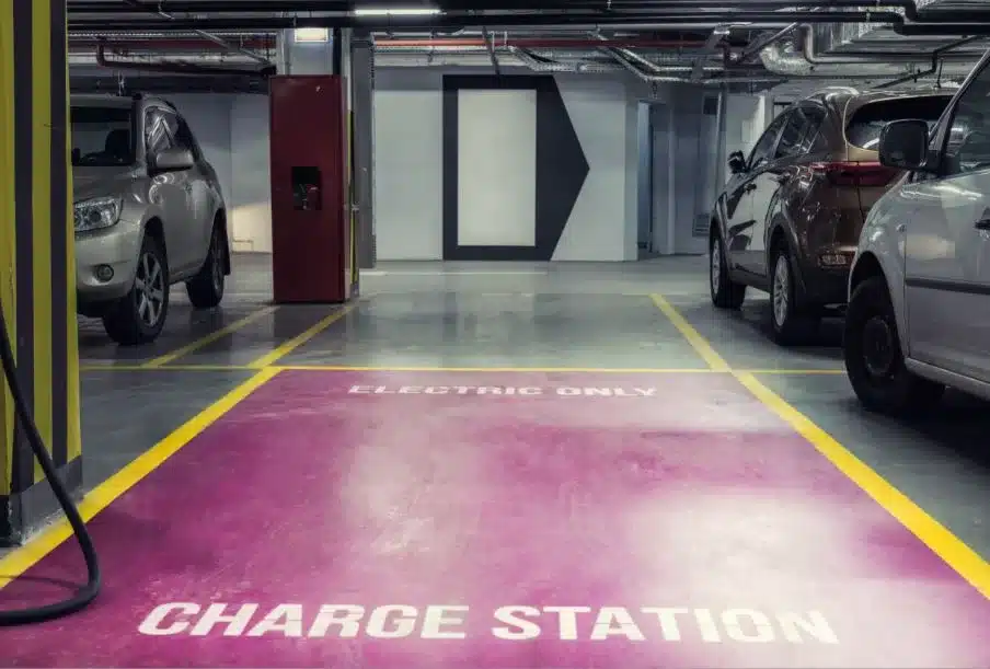 parking space at a hotel motel for ev charging