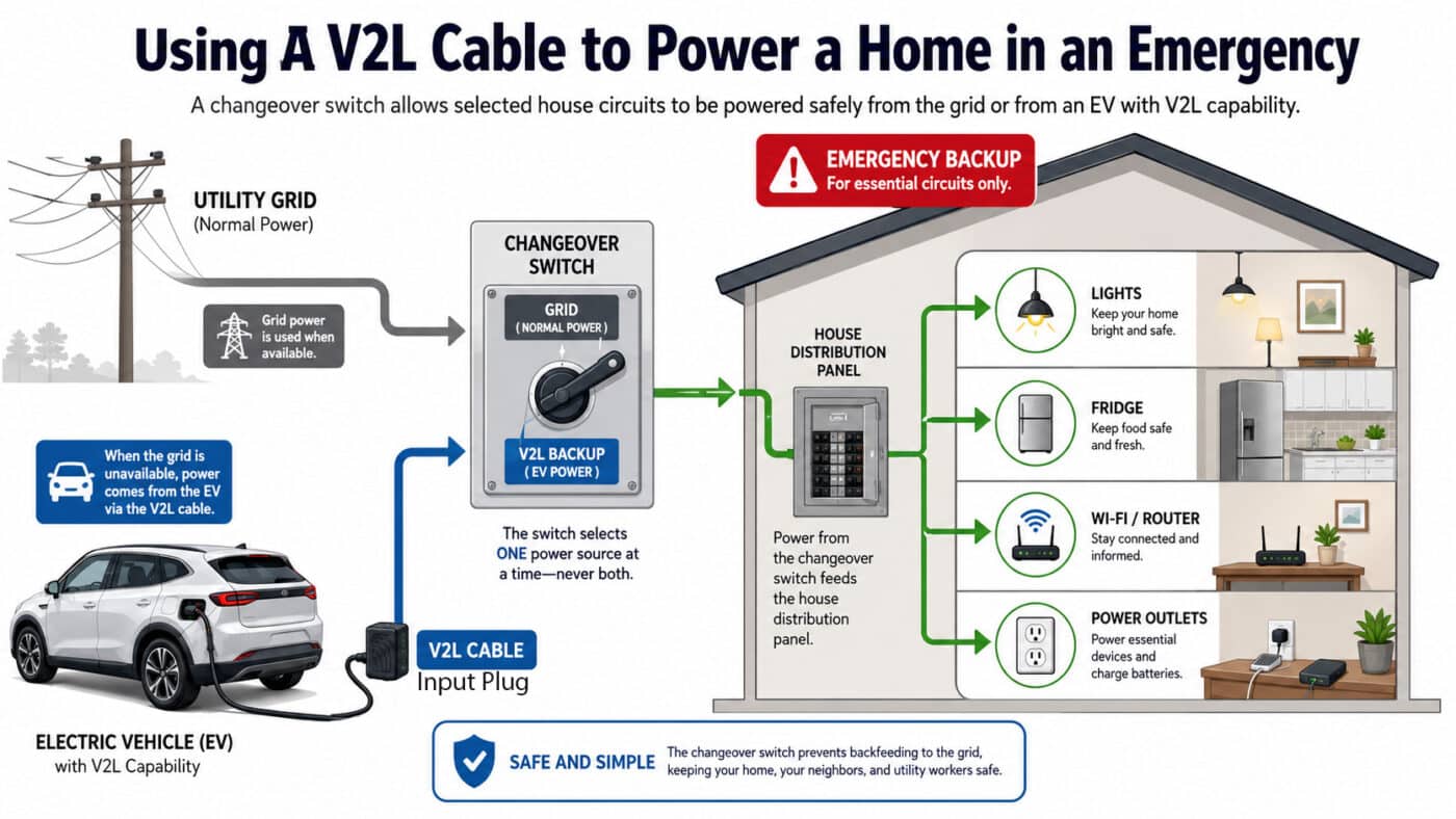 V2L with generator changeover switch