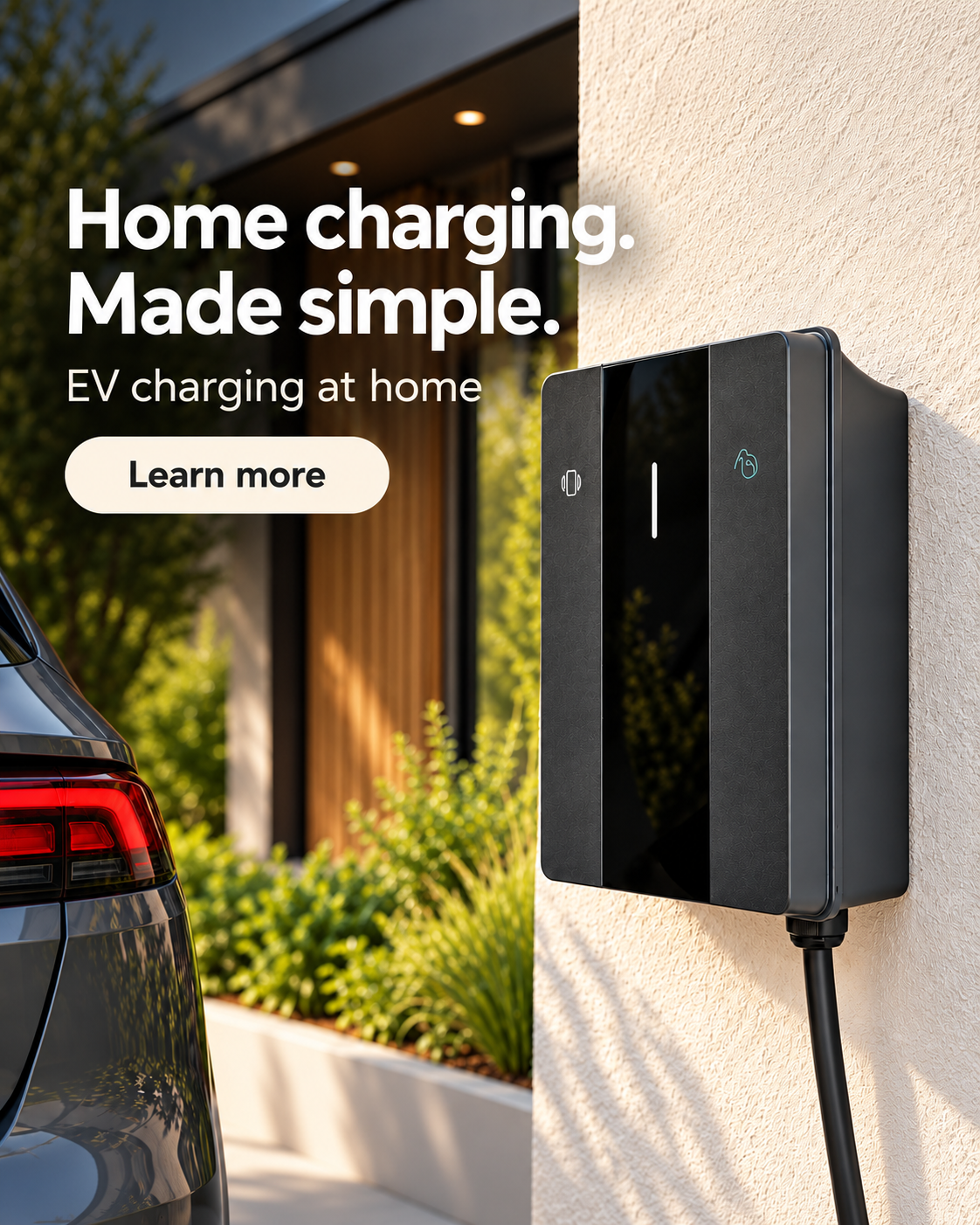 Smart EV wall charger mounted